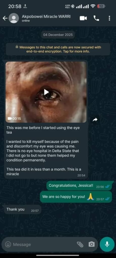 WhatsApp message from a customer