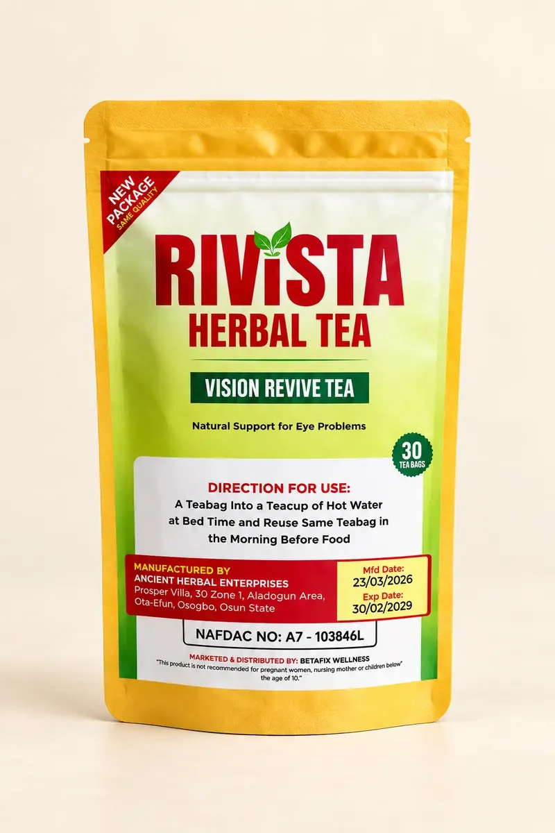 Rivista Herbal Tea pouch, NAFDAC No. A7-103846L